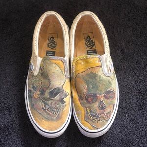 VANS Van Gogh SKULL Skate slip on vgc like new vhtf Sz 9.5 woman’s 8 men’s